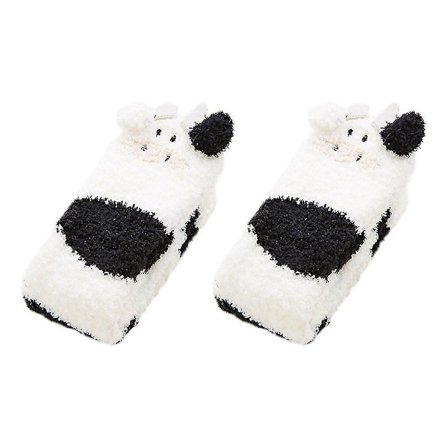 Varme Sokker Ku Mønster Sokker Korall Fleece Gulvsokker Tegneserie Dyr Sokker (1 stk)