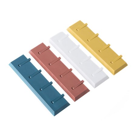 Pakke med selvklæbende knager med 4 kroge, selvklæbende vægkroge, ekstra stærke, kompatible med knagerække, badeværelse, ingen boring, håndklædeholder