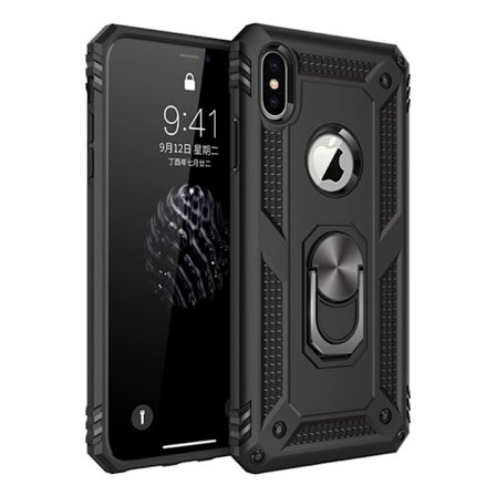 Hybrid stødsikkert, fleksibelt etui med kickstand iPhone XS/X 5,8 tommer - Sort