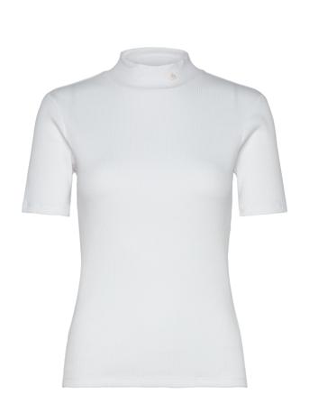 Core Mock Neck Rib T-Shirt Tops T-shirts & Tops Short-sleeved White Scotch & Soda