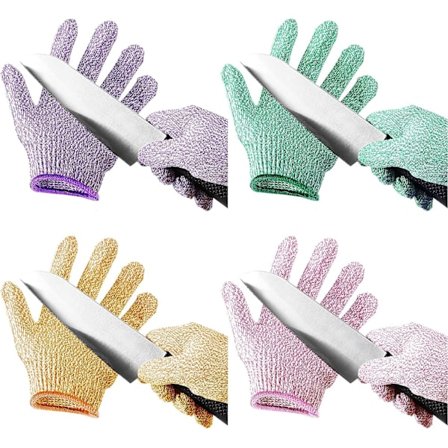 4 par skærefaste handsker til børn, niveau 5, sikre handsker til beskyttelse i køkkenhaven, østersåbning, håndværk, gør-det-selv