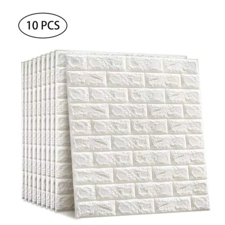 3D-tiilikuvioinen itseliimautuva seinäpaneeli, kivitapetti, vaahtomuovinen, vedenpitävä seinätarra kylpyhuoneeseen, parvekkeelle, keittiöön (10 kpl)