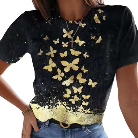 Streetwear Toppar Dam Summer Splice O-neck Pullovers Casual Sho