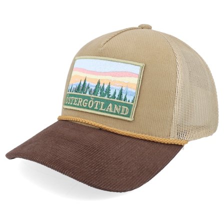 Wild Spirit - Beige trucker Cap - Swedish Östergötland Landscape Rope Cord Khaki/Brown A-Frame Trucker @ Hatstore
