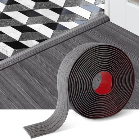 1-pakning - Selvklebende vinylovergangslister - Brukes for å koble gulvåpninger, teppeterskler og fliser (grå).