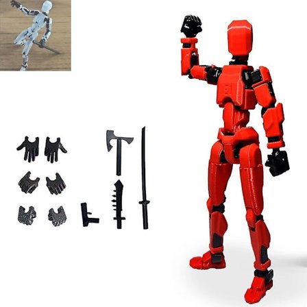 T13 Action Figur, Titan 13 Action Figur med 4 typer våben og 3 typer hænder, 3D-printet multi-leddet bevægelig T13 Action Figur