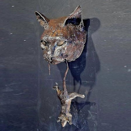 Katt och Mus Väggdekorationer Katt Dörrknackare Skulptur Entrédörr Dekor Handgjord