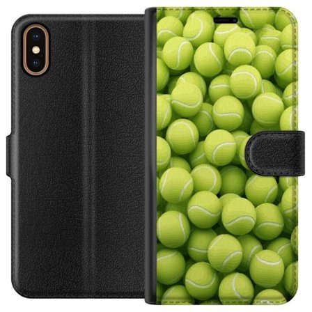 Kompatibelt Lommeboketui til Apple Apple iPhone XS Mønster av grønne tennisballer i høy detalj, sporty motiv med repetisjonstekstur og sterke farge