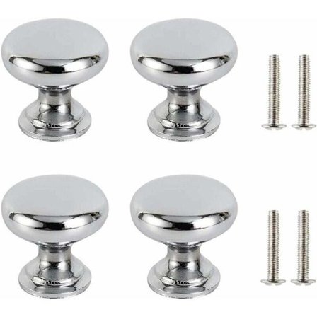 4 Stykker Sølv Dørhåndtak, 30mm Møbel Dørhåndtak, Runde Skuffehåndtak, Dørhåndtak Møbelhåndtak for Skap Garderober Kjøkken-Xin
