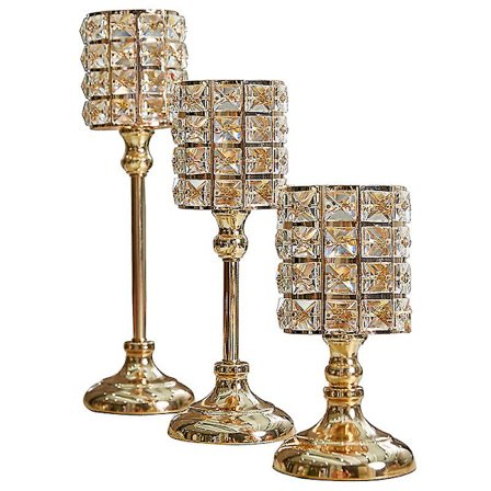 Set med 3 ljusstakar i glas, ljusstake, mittpunkt, dekorativ ljusstake för bröllop, hem, middagsbjudning, årsdagsfirande