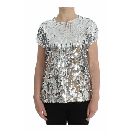 Dolce & Gabbana Sequined Crewneck Blouse , Grijs , Dames , Maat: S