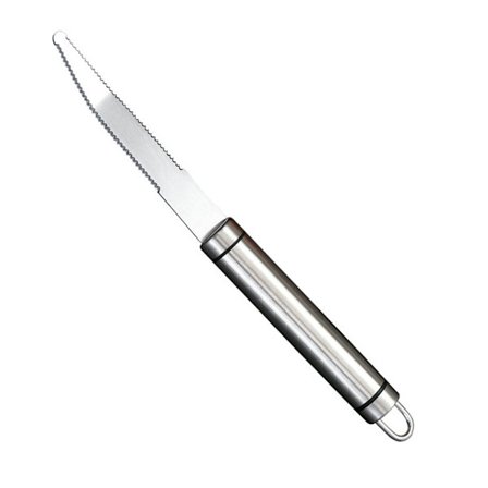 Fruktkniv med buet taggete blad, grapefruktkniv i rustfritt stål for enkel skrelling og skjæring, ergonomisk design for komfortabelt grep