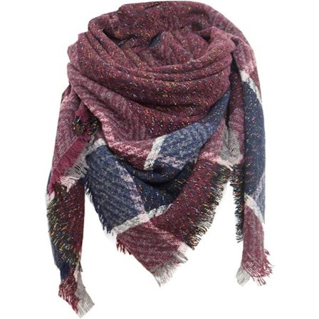 Dam Scarf Höst Vinter Klassisk Fransar Rutiga Scarf Varma Mjuk Chunky Stor Pläd Wrap Sjal Scarves Cirkel Scarf Wrap (Vinröd)