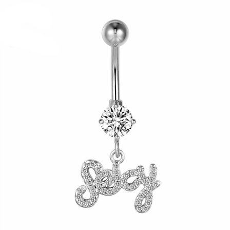 Ljusa CZ G23 Titan navelpiercing 14G 12mm