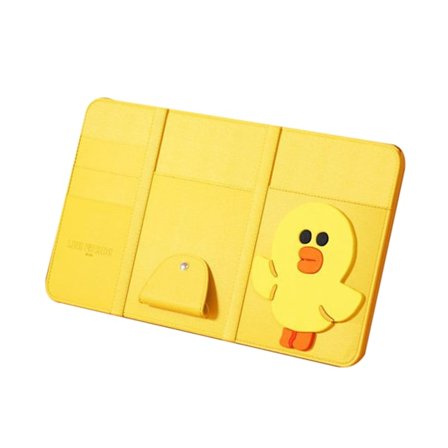 Söt tecknad PU-läder solskyddsorganisatör för bil, solskyddsorganisatör för glasögon, tillbehör till bilens interiör, SALLY