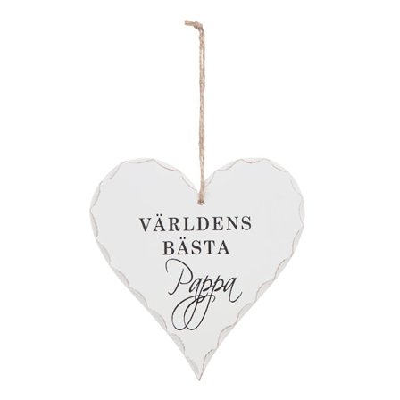 Hjärta Världens bästa Pappa Vitt 15 cm