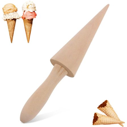 Tre kjegleform - Vaffelkjekserulle - Tre iskremkegleform - Iskremkegleform