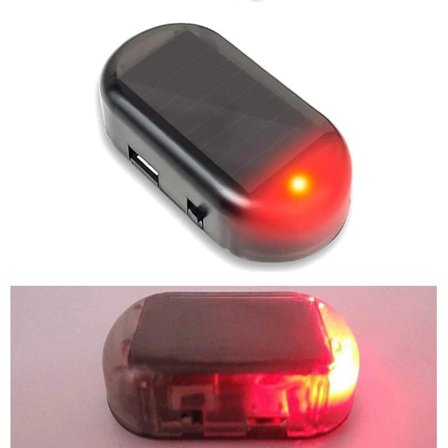 Bilalarmlys, Solar Bilalarm, Ny LED Bilalarmlys, Simulerede Alarmlys, Solar Sikkerhed Falsk Advarselssystem Anti-Tyveri Lampe Flash Blinkende(RØD)