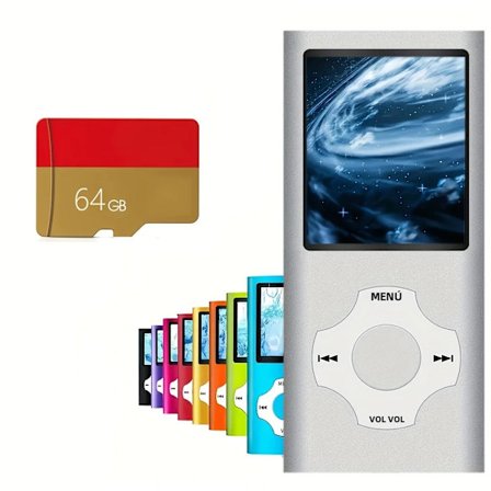 Plata; Hukommelse 64 GB - 64GB MP3 MP4-afspiller med FM-radio, bærbar HiFi-stereobogslæser, Pocket Walkman, flersproget support