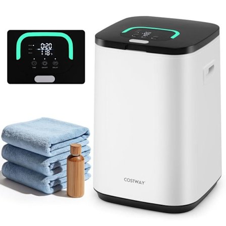 COSTWAY Pyyhekuivain Lämmitysastia 23 L Ajastin 24H Automattinen Sammutus Lapsilukko 4 Irrotettavaa Koukkua, Valkoinen