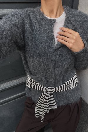 Premium Selection Knitted Alpaca Blend Cardigan - Cardigans - Grå - L (EU 42-44)