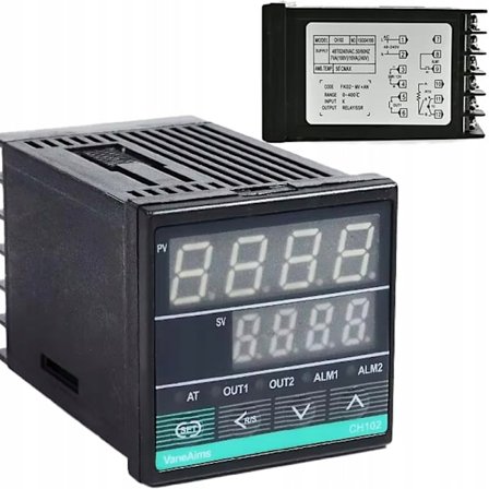 PID Temperaturregulator CH102FK02-MV*AN – 48X48 Mm | SSR 12VDC + Relæ 10A | Auto-Tuning | Kompatibel med PT100, K, J
