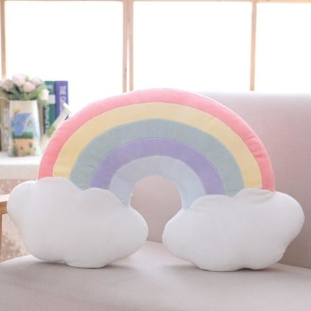 Blød himmel pude slikfarve regnbue sky stjerne måne pude sæde kaste pude legetøj til børn gave hjem stue kontor dekor E