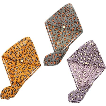 (Leopard )3 st Mikrofiber Hårhandduk Superabsorberande Twist Turban Torra Hårhattar Hårtorkhandduk Lätt Twist Hårhanddukar för att Torka Håret Snabbt