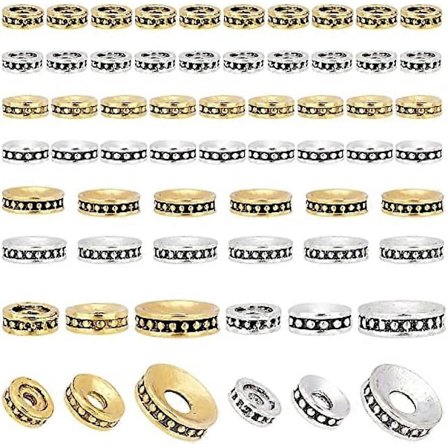 120 stk. Flate Avstandsperler 6 Stiler Tibetansk Antikk Smykker Perler Legering Løse Perler Avstandsstykker Håndverk Metallperler