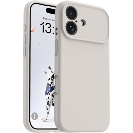 17-tommer telefoncover, kompatibelt med Magsafe ultratyndt cover, blød flydende silikone stødsikkert etui (Stone, iPhone 17 Pro Max)