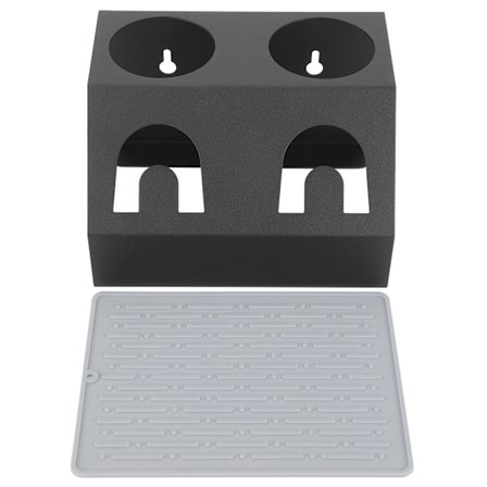 Dubbla hål Dräneringsställ Sodaflaskor Avloppshållare med dyna för Sodastream Tillbehör Svart