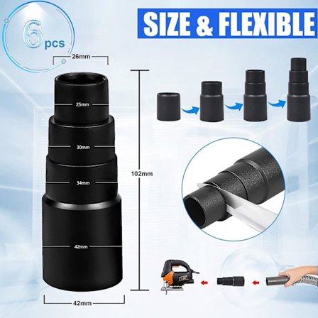 6 st Dammsugarslang Adapter Universal Elverktyg Dammutsug Tillbehör För Makita Excenterslip, Sticksåg, Cirkelsåg Reducerare, eccen