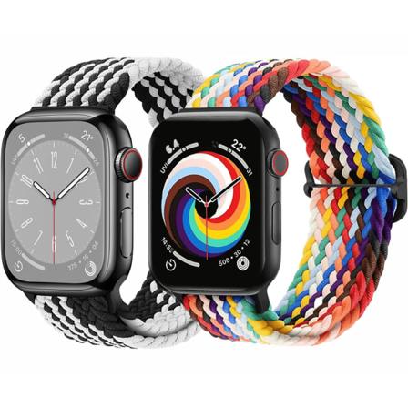 Flettet Solo Loop Kompatibel med Apple Watch Remme 42mm 44mm 45mm 49mm, Justerbare Elastiske Bånd Elastiske Sport Armbånd til iWatch Serie colorful+