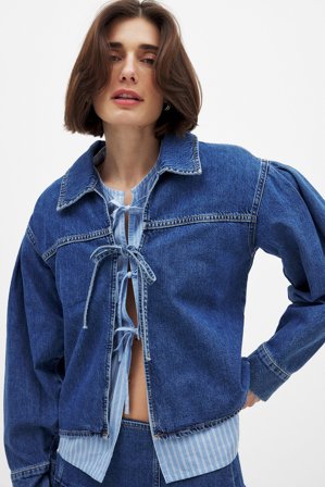 NA-KD Denimskjorta med knytdetalj - Jeansskjortor - Blå - EU 40