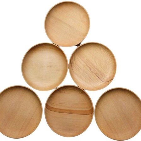 Runde tallerkener i træ - 15 cm - 4 stk
