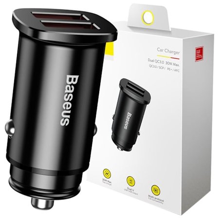 Baseus Square smart billader 2x USB QC3.0 Quick Charge 3.0 SCP AFC 30W svart (CCALL-DS01)
