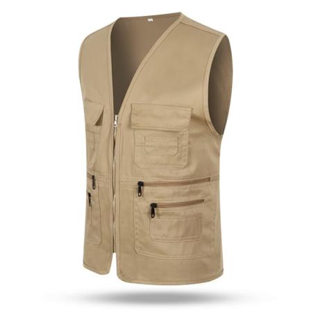 Miesten monik ytt inen rento hy tytaskuliivi liivi kalastusmatkailuvaellus Khaki CoatXL XL