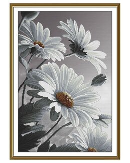 Kirjontapakkaus Taulu Valkoiset kukat