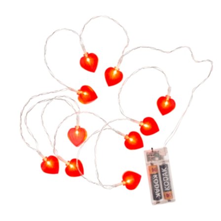 LED-valoketju, jossa 10 punaista sydäntä - Kynttilänvalossa hohtava tunnelmavalaistus