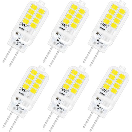 G4 LED-lampa 12V 3W, Ej Dimbar, 16*SMD 300LM Kallvit 6000K, 25W Halogenlampa Motsvarande för Ljuskrona, 6-pack [Energiklass E]
