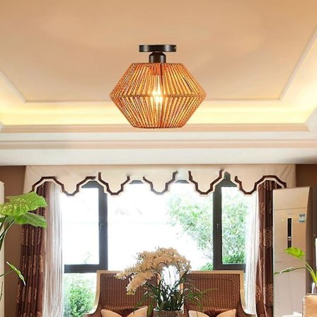 Indendørs væglampe i rattan til stue og soveværelse - Metal væglamper