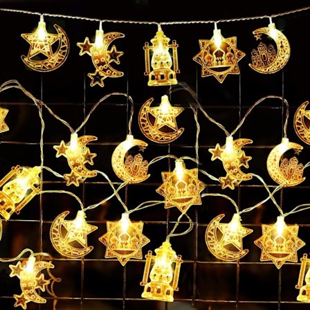 Ramadan Fairy Lights 3M 20 lys, Ramadan Stjerne og Måne Lys, Ramadan Lys Eid Streng Lys Batteri til Hjemmedekoration, Kareem Dekoration