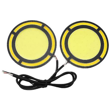 2 stk Bil Gul+hvid Cob Led Daglys Pære DRL Lampe Dagkørsels Tåge Lys