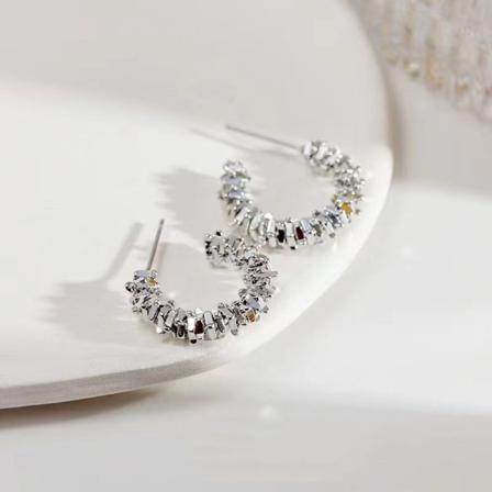 S925 sølv nål blomkål kunst nisje design metall øredobber p