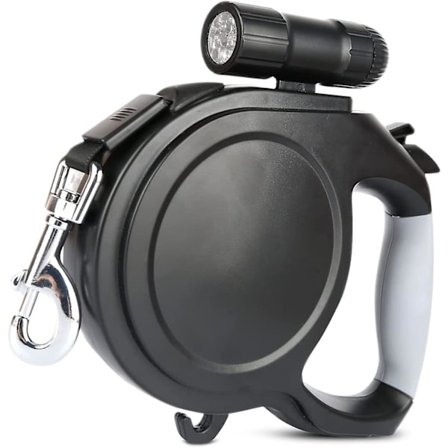 Hundelead med LED-lommelygte, Teleskopisk Leash til Hunde op til 30 kg