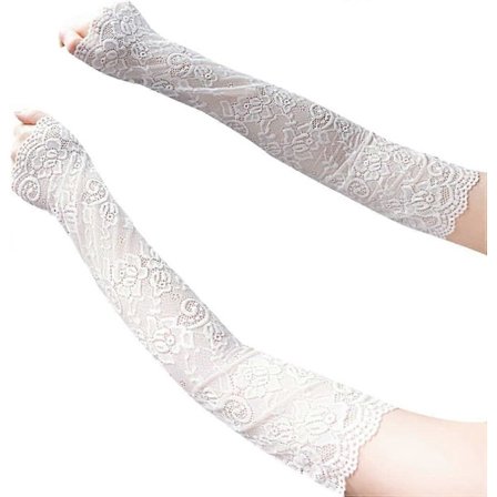 1 Par Is Silke Blonde Solbeskyttelsesærmer Handsker Sommer Blonde Tynd Is UV Armærmer Solbeskyttelse