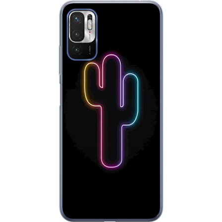 Kompatibelt Mobildeksel til Xiaomi Xiaomi Redmi Note 10 5G Neonillustrasjon av kaktus i rosa og blått lys mot mørk bakgrunn