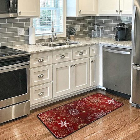 Julmattor Jul Snöflingemattor för Kök Badrum Jul Dekorativ Dörrmatta Liten Matta 90 X 60 cm