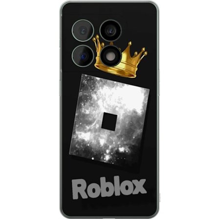 Kompatibelt Mobildeksel til OnePlus OnePlus 10 Pro Minimalistisk svart og sølvfarget Roblox-symbol med gylden krone og luksuriøs gamer-estetikk på