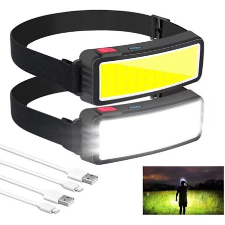 1/2-pack USB-uppladdningsbar Pannlampa LED 500 Lumen, Vattentät Camping & Fiske, Lättvikt_OF